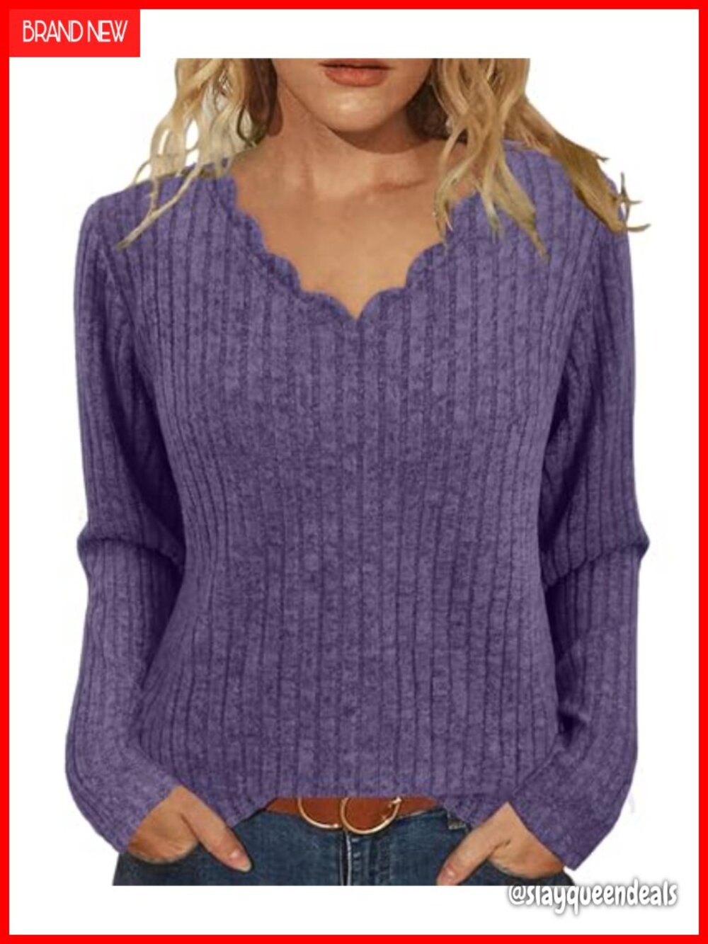 Womens Lightweight V Neck Long Sleeve Tunic Sweater Pullover